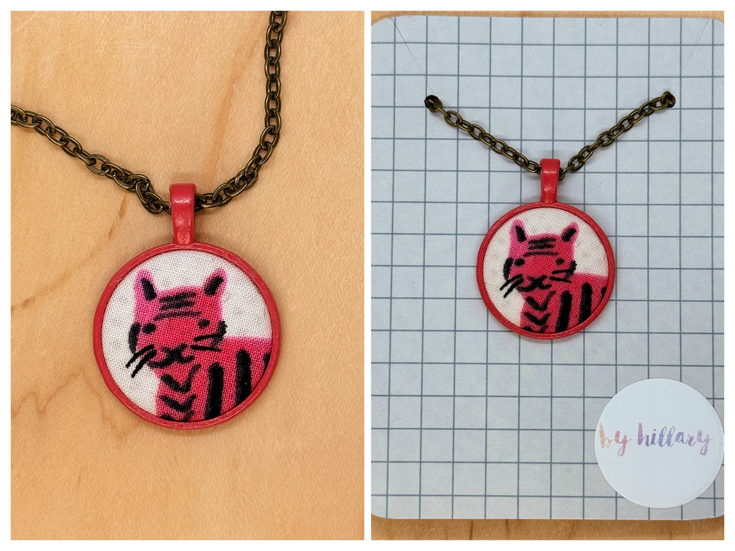 Pink tiger necklace