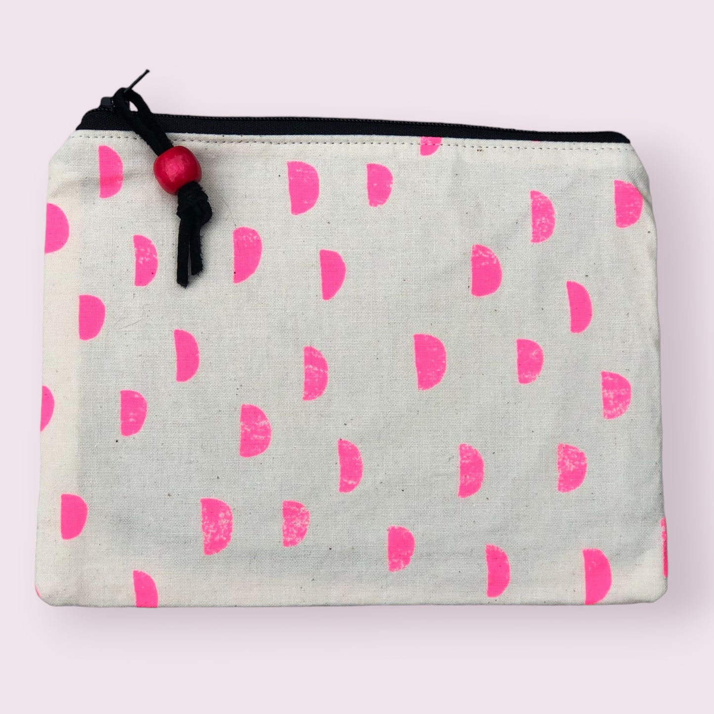 Neon pink half circles zippered pouch