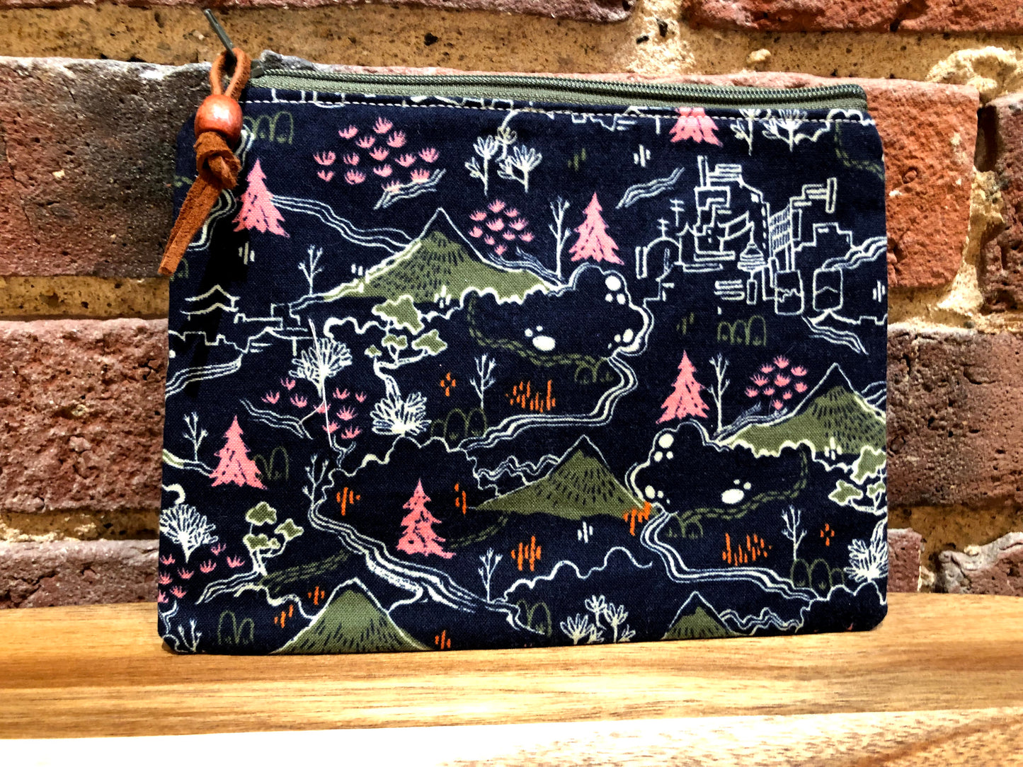 Japanese mountains zippered pouch