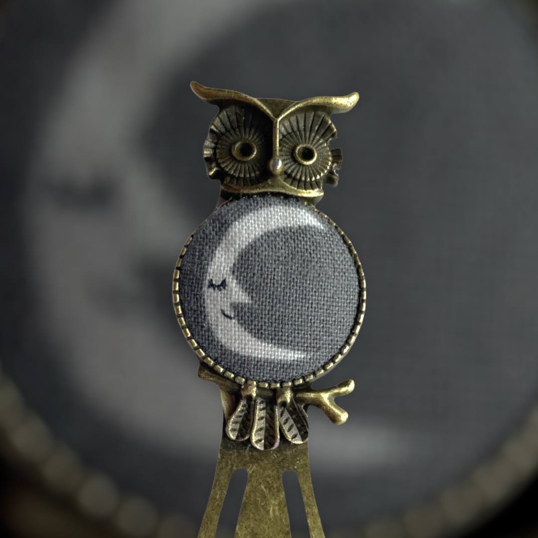 Owl with happy moon bookmark