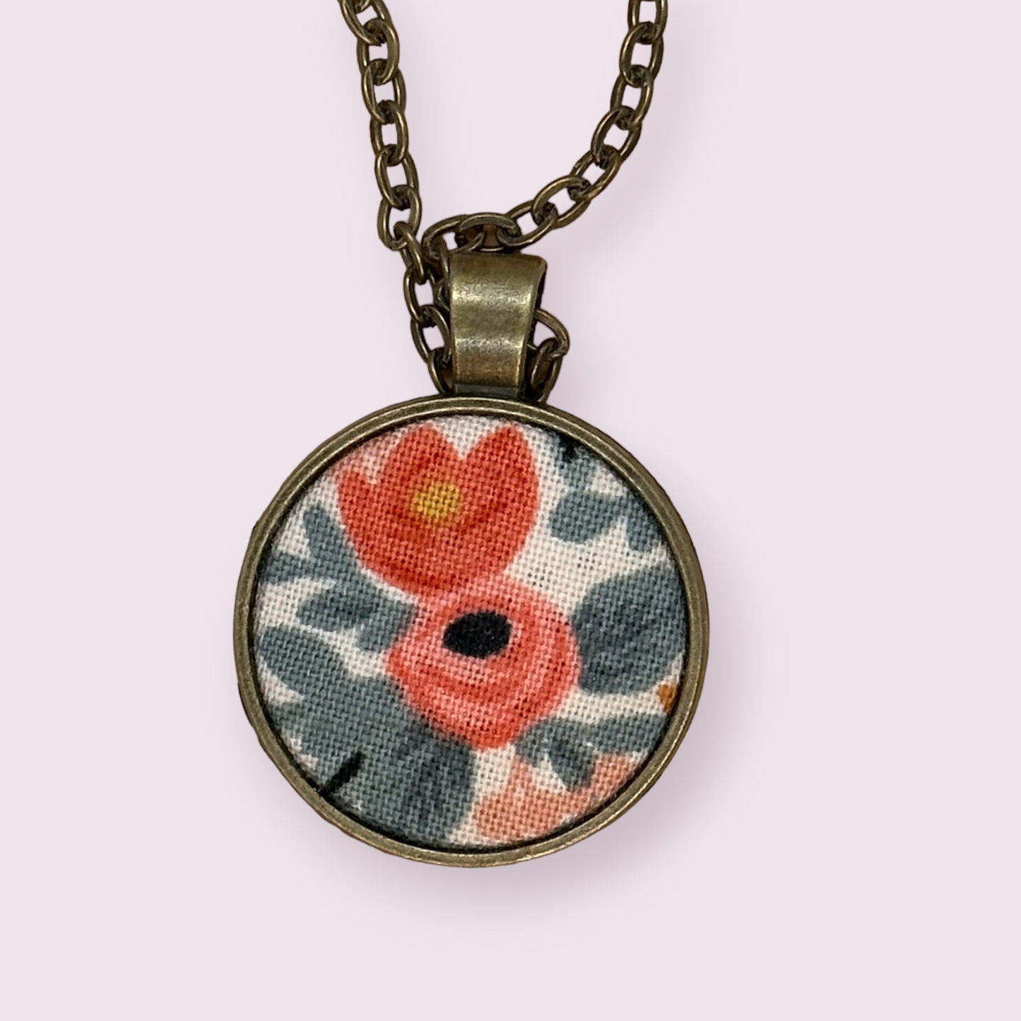 Peach flowers Rifle Paper co fabric necklace