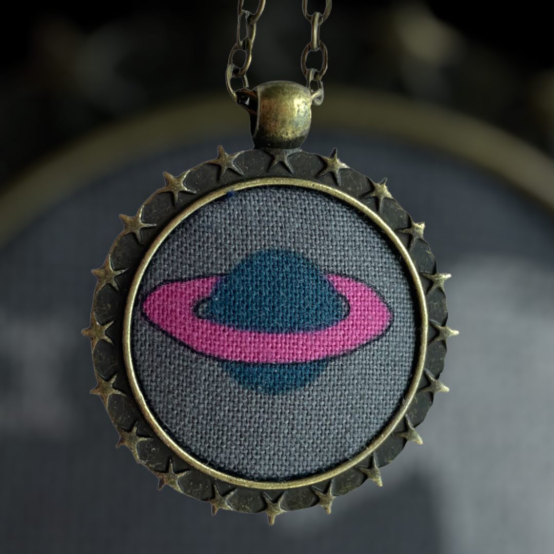 Saturn planet necklace
